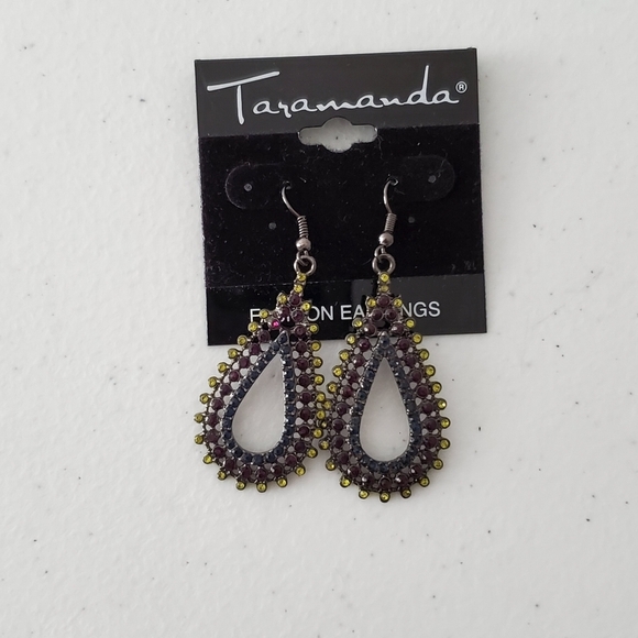 Taramanda Rhinestone Dangle Earrings Whimsigoth Dark Romantic NEW - Picture 7 of 8